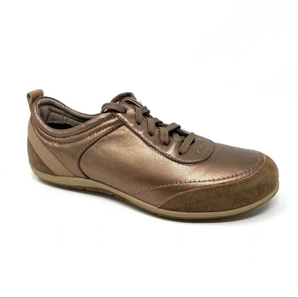 Vionic Willa bronze metallic leather walking sneakers